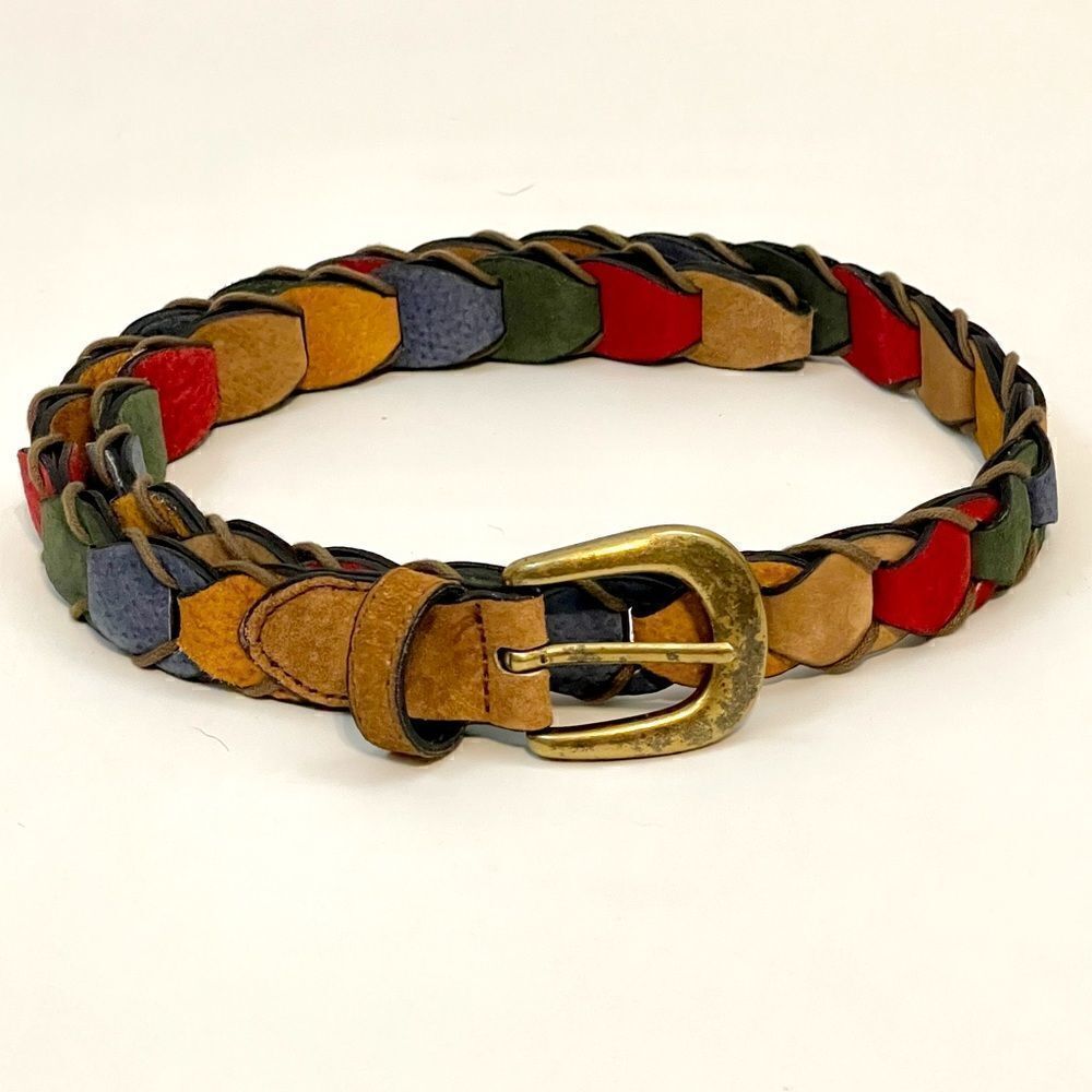 Pig Split Vintage Multicolored Belt Size S - Picture 3 of 5